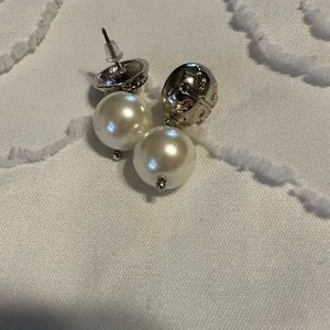 Tory Burch silver pearl earrings
